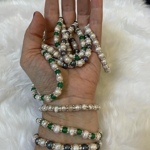 Mix & match FWC Pearl stretch bracelets, black, white or green beads (3 pcs) - Picture 11 of 11